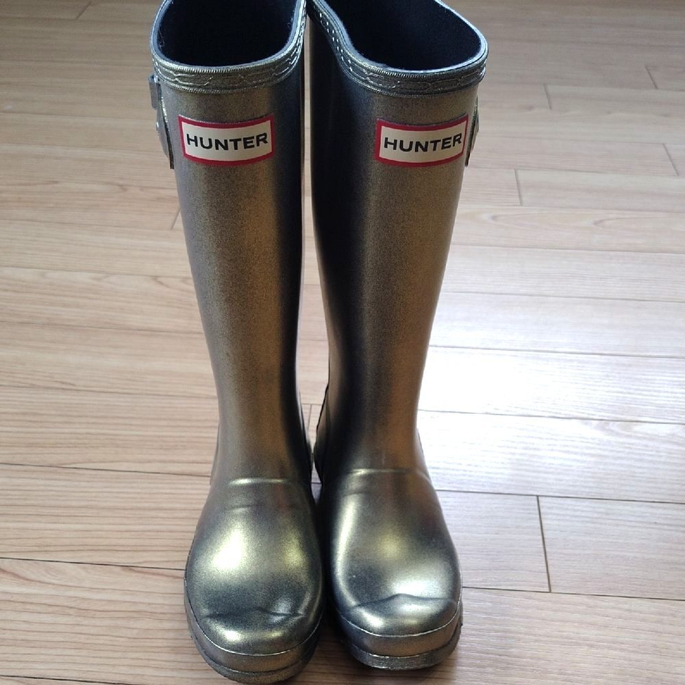 Hunter Kids Metallic Gold Original Tall Nebula Boots Size US 2 Girls